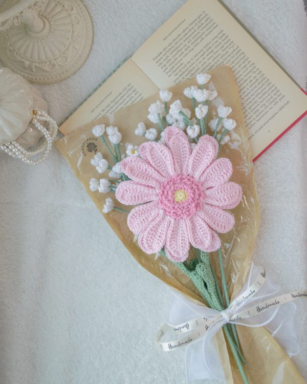 Roosa gerbera ja kipslilled (kokku 4 oksa)