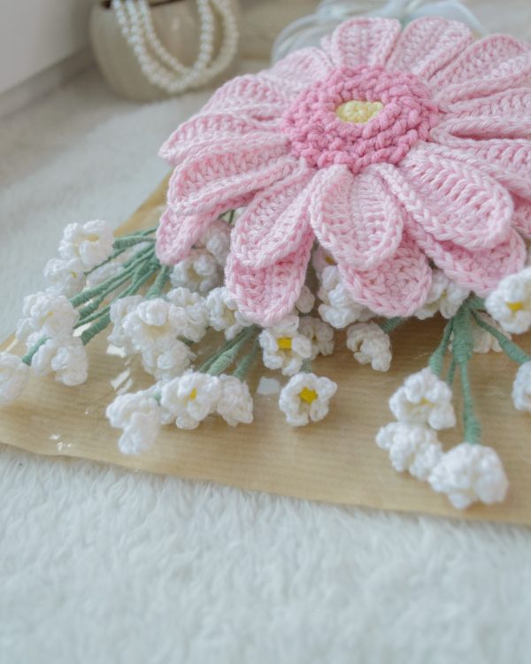 Roosa gerbera ja kipslilled (kokku 4 oksa) - Image 4