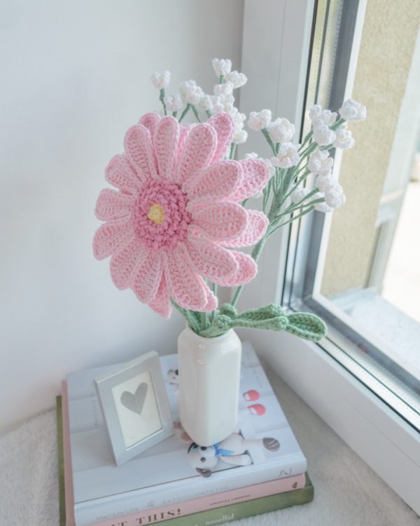 Roosa gerbera ja kipslilled (kokku 4 oksa) - Image 6