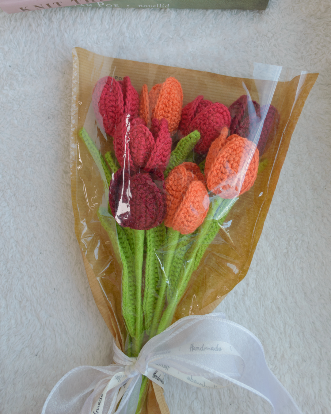 Punased ja oranžid avatud tulbid (8 lille) - Image 2