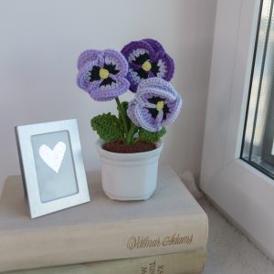 Lillad võõrasemad valges potis