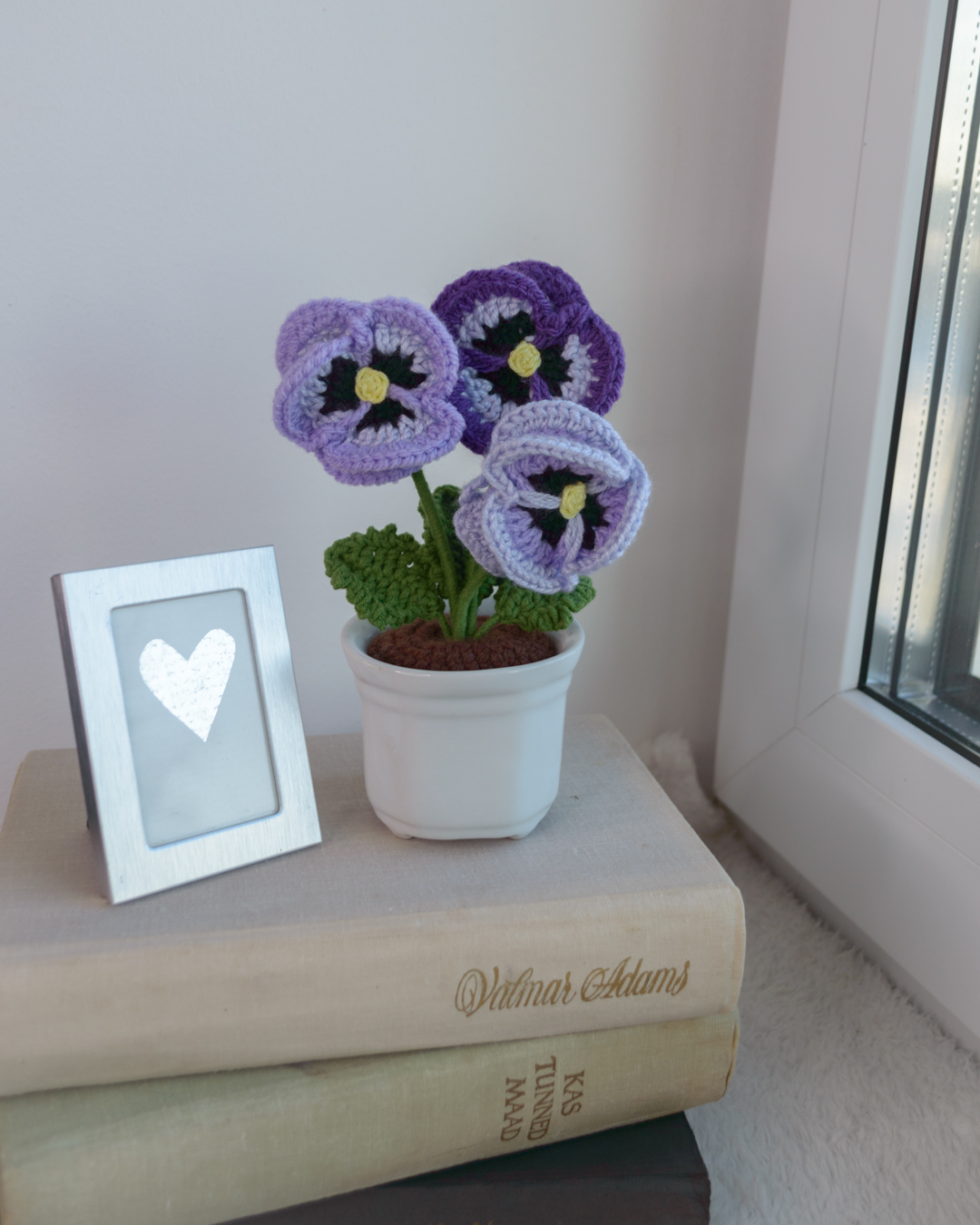 Lillad võõrasemad valges potis