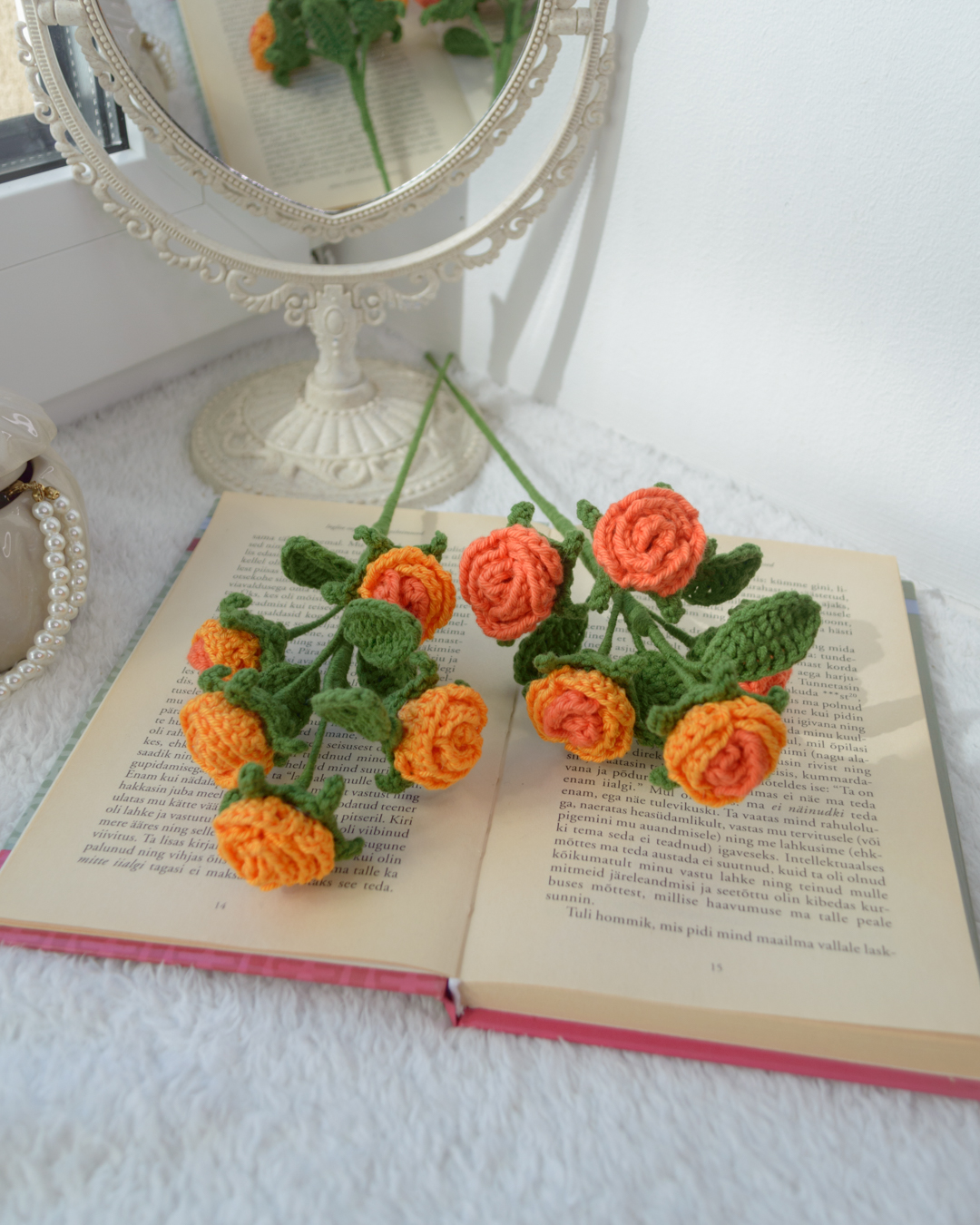 Oranžid suured ja väikesed roosid (5 oksa, 13 roosiõit) - Image 7